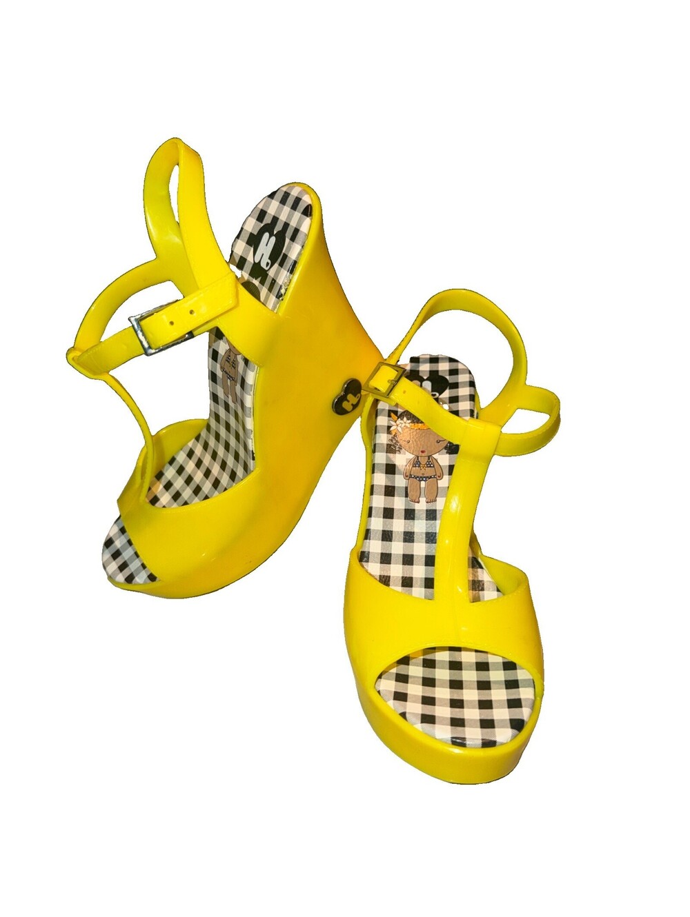 Harajuku Lovers Quin Yellow Platform Wedge Sandals Y2K Shoes NEW Gwen Stefani
